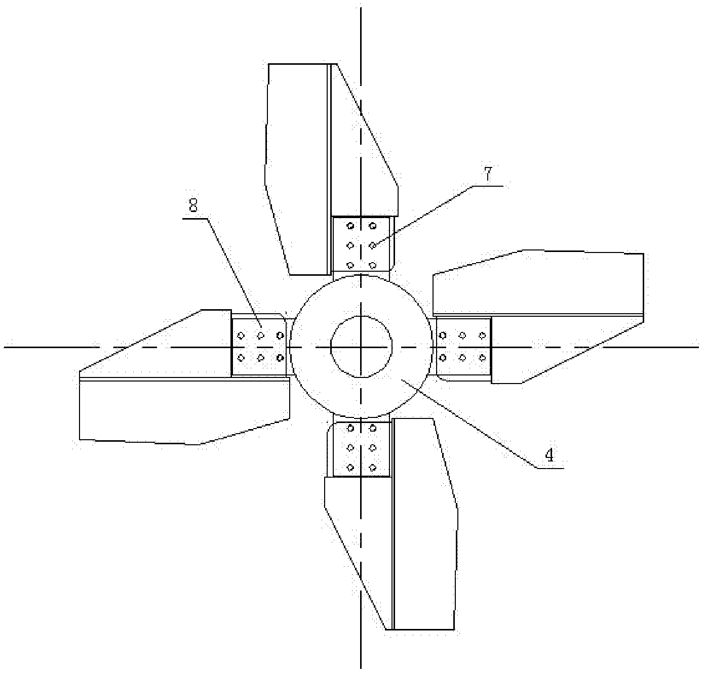 Large-scale anti-corrosion agitating paddle and preparation method thereof