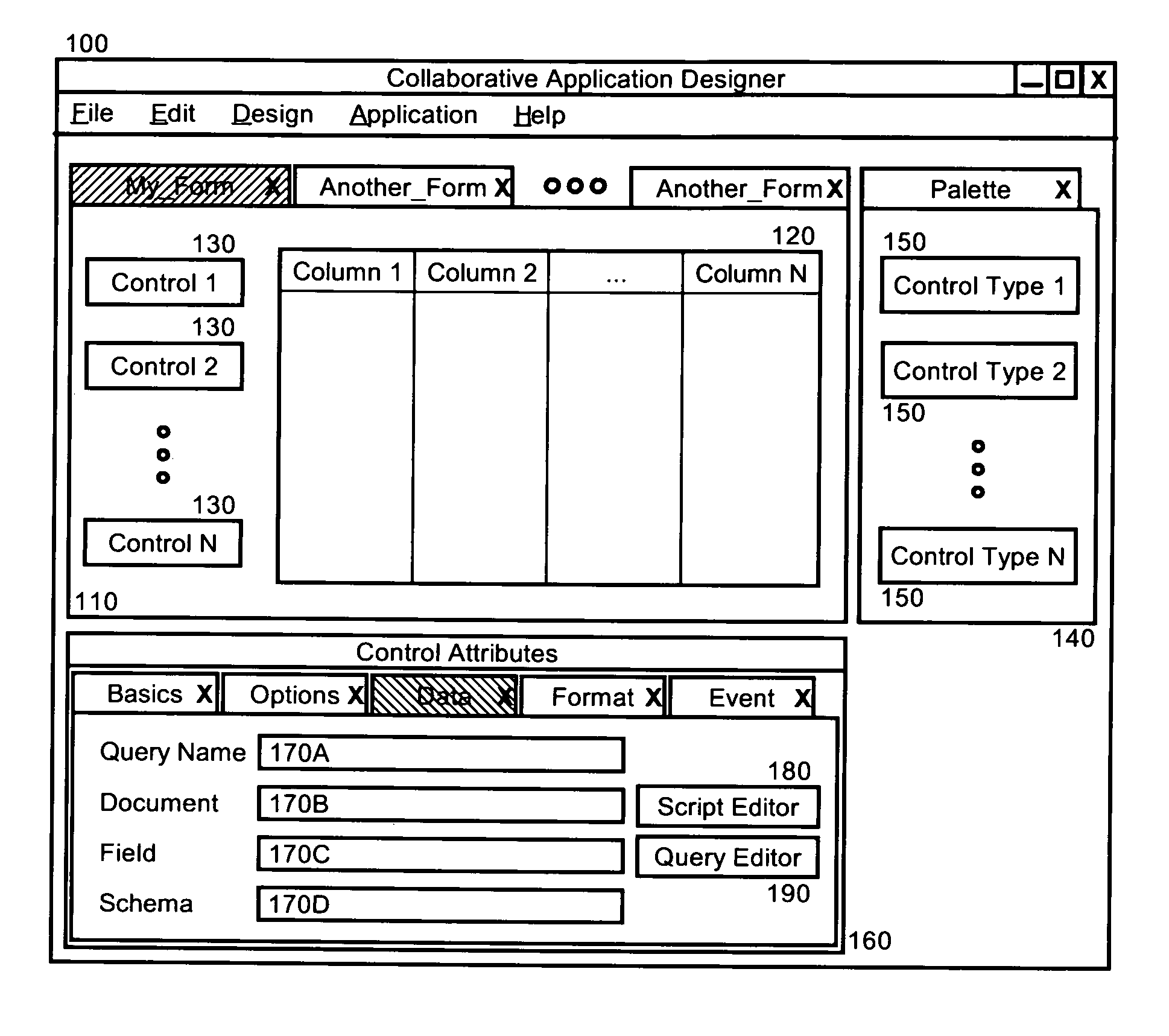 Generating a separable query design object and database schema through visual view editing