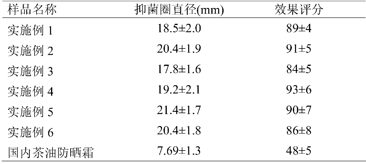 Camellia oleifera sunscreen and preparation method thereof