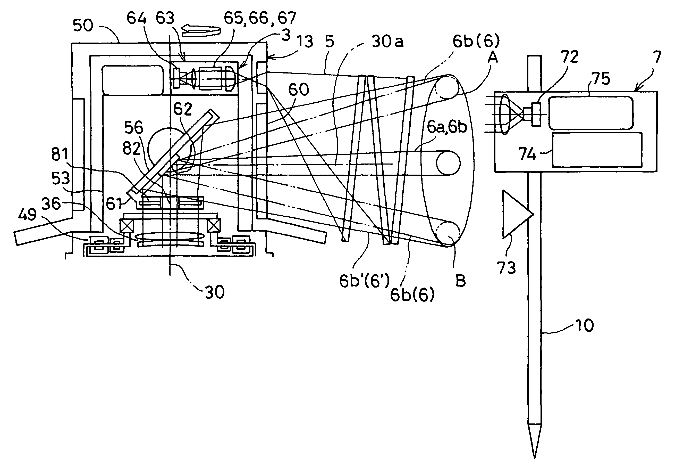 Surveying device and surveying system