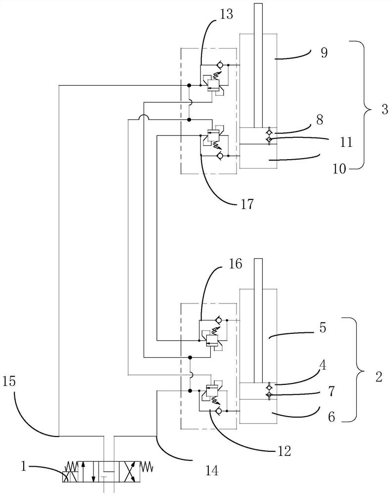 Cantilever crane variable-amplitude synchronous movement hydraulic system, operation machine and control method