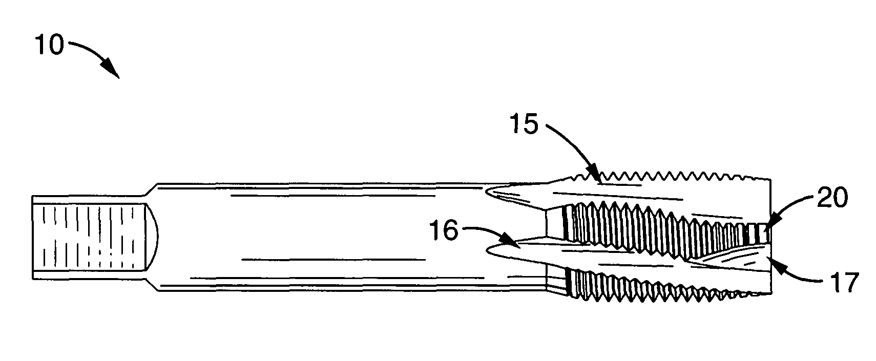 Double helix thread cutting tap