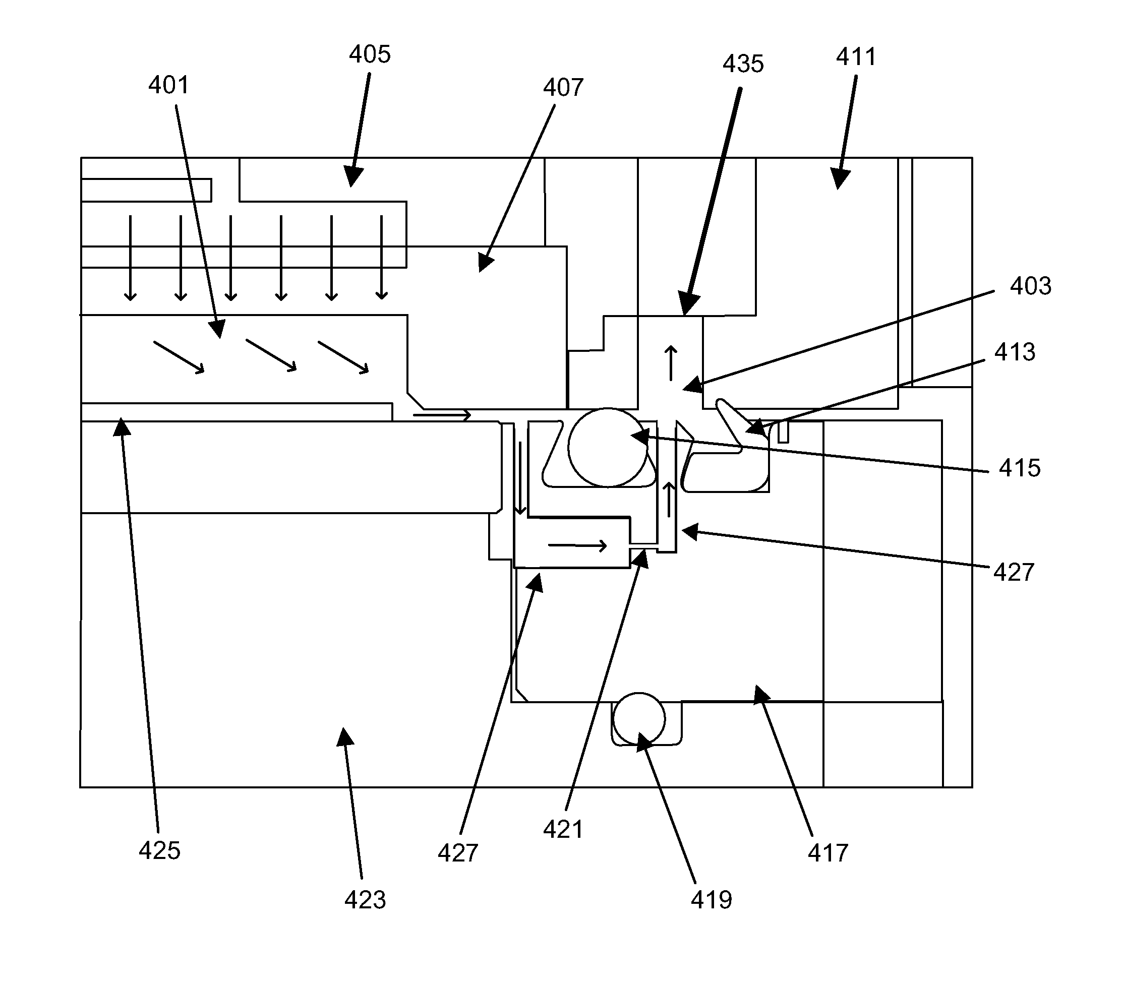 Deposition sub-chamber with variable flow