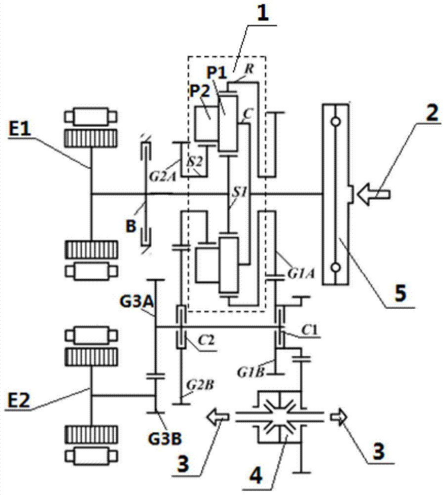 A two-mode hybrid transmission