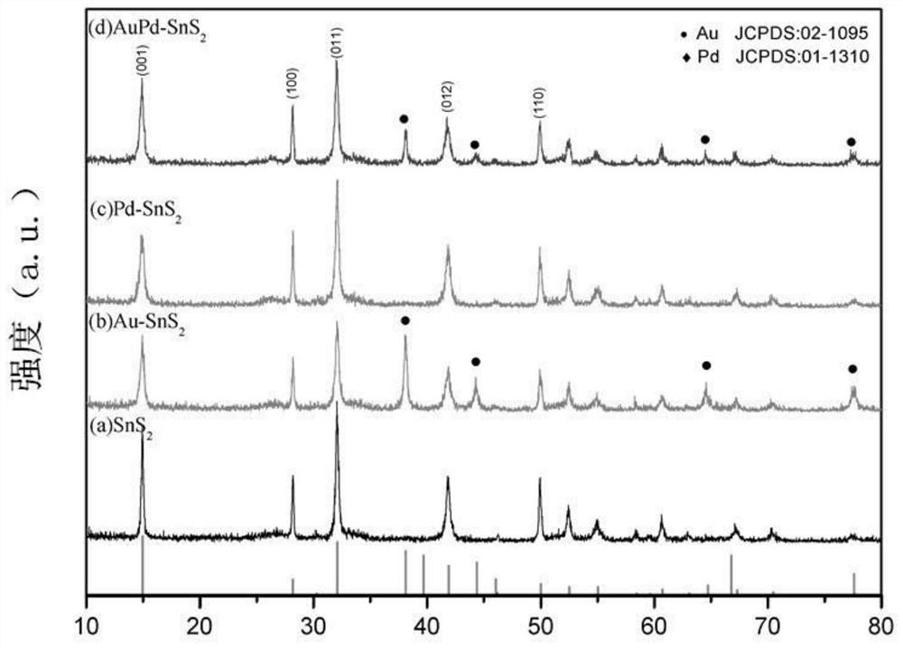 Xylene gas sensor based on SnS2 sensitive layer modified by gold-palladium alloy and preparation method of xylene gas sensor