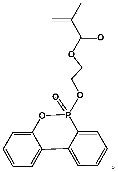 Flame-retardant monomer containing DOPO (9,10-dihydro-9-oxa-10-phosphaphenanthrene-10-oxide) groups and preparation method and application of flame-retardant monomer