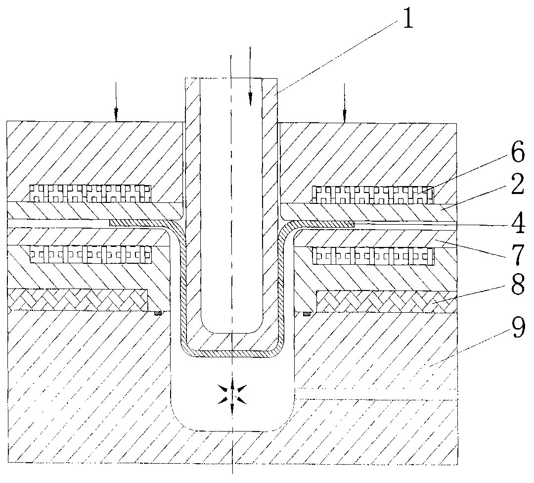 Thermal hydro-mechanical drawing forming method for dot matrix self-impedance electrical heating plates
