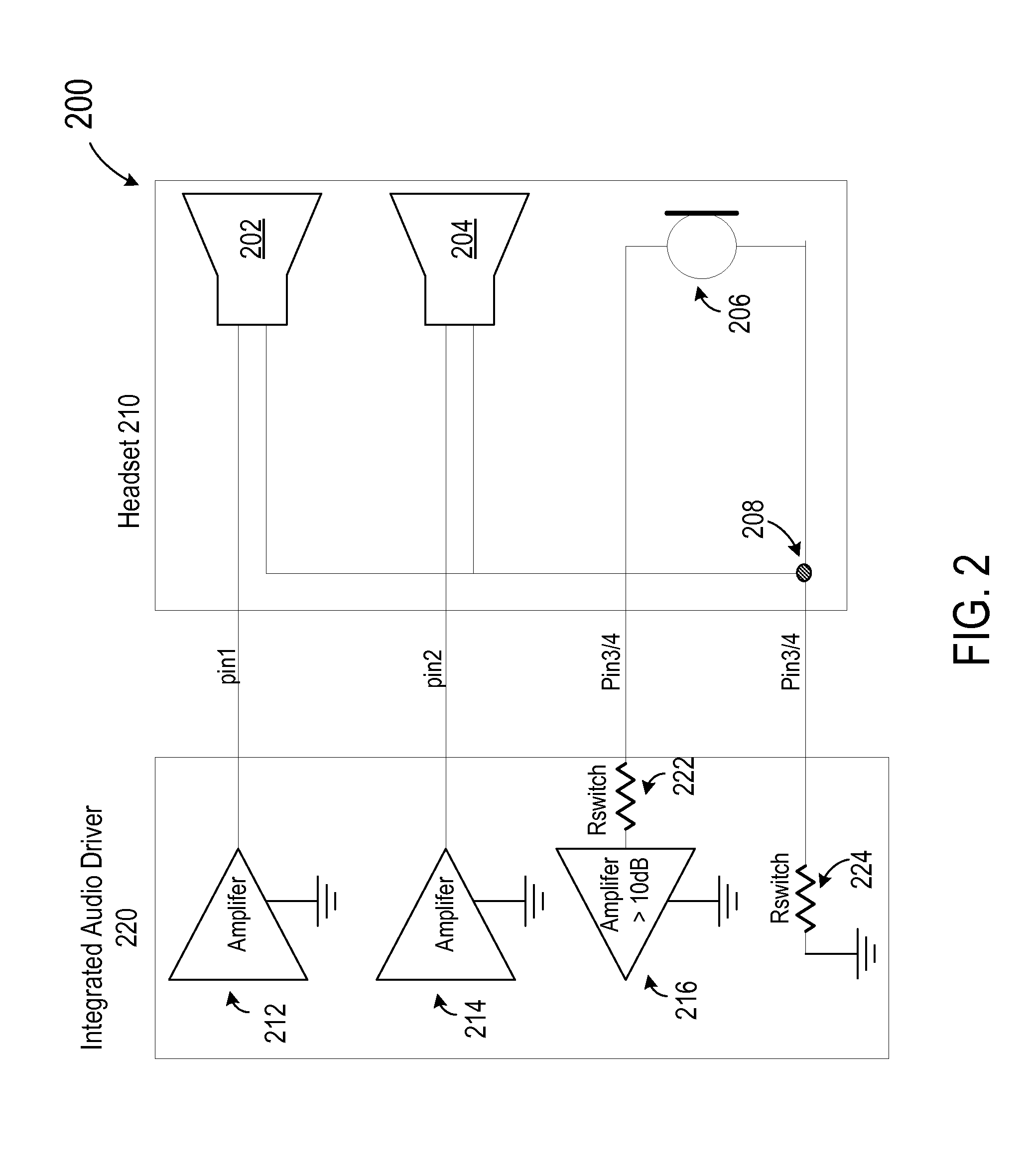 Method and apparatus for an integrated headset switch with reduced crosstalk noise