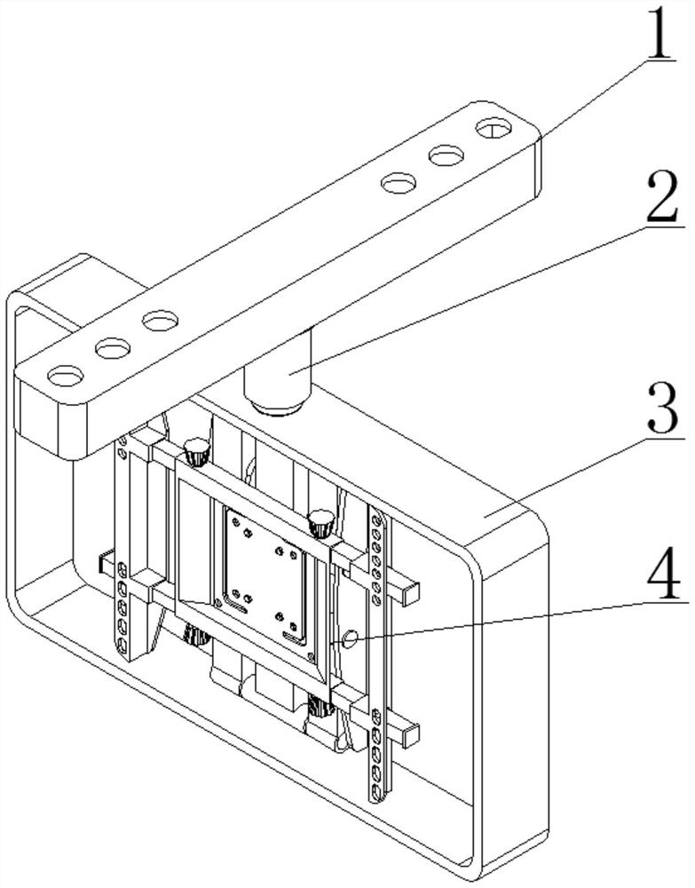 A multi-directional suspension frame for the display screen of a medical angiography x-ray machine