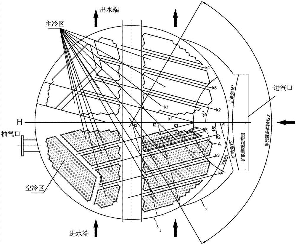 Tube distributing structure of lateral steam feeding condenser