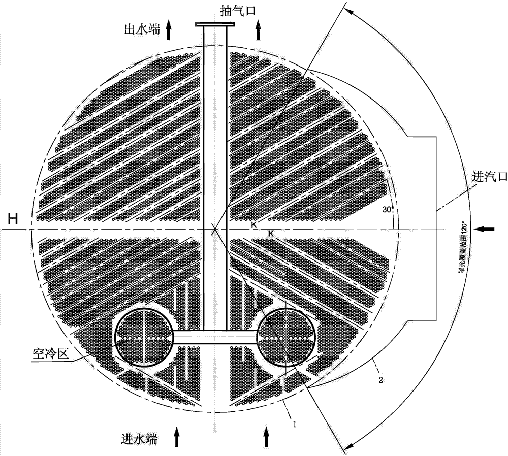 Tube distributing structure of lateral steam feeding condenser