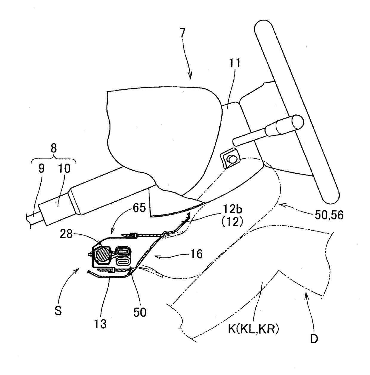 Knee-protection airbag device