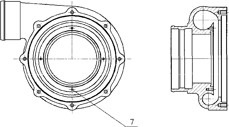 Asymmetric self-circulation processing case with slotting position of parabola distribution for centrifugal compressor