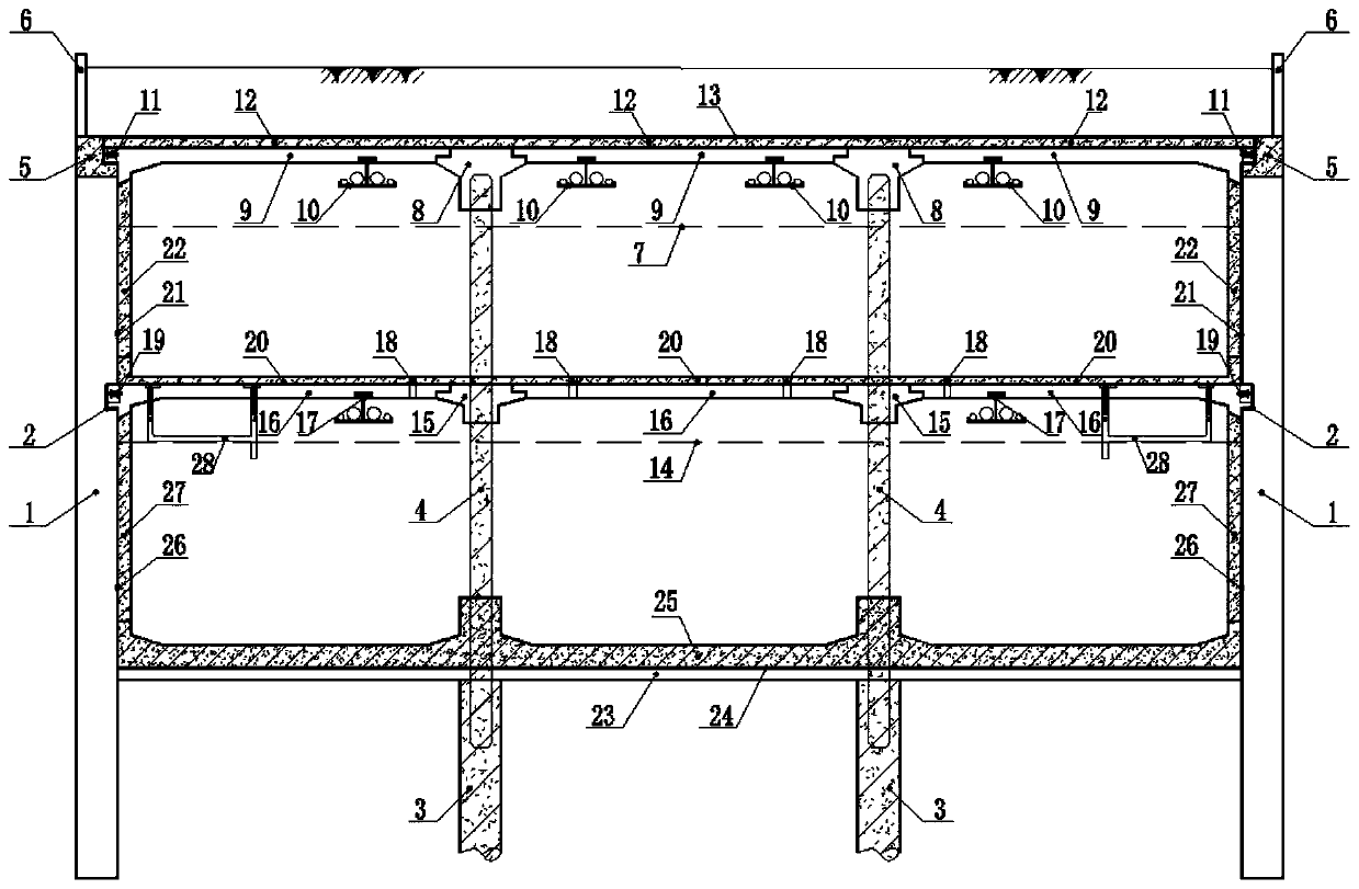 Composite fabricated underground structure and reverse construction method thereof