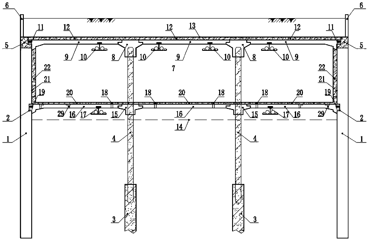 Composite fabricated underground structure and reverse construction method thereof