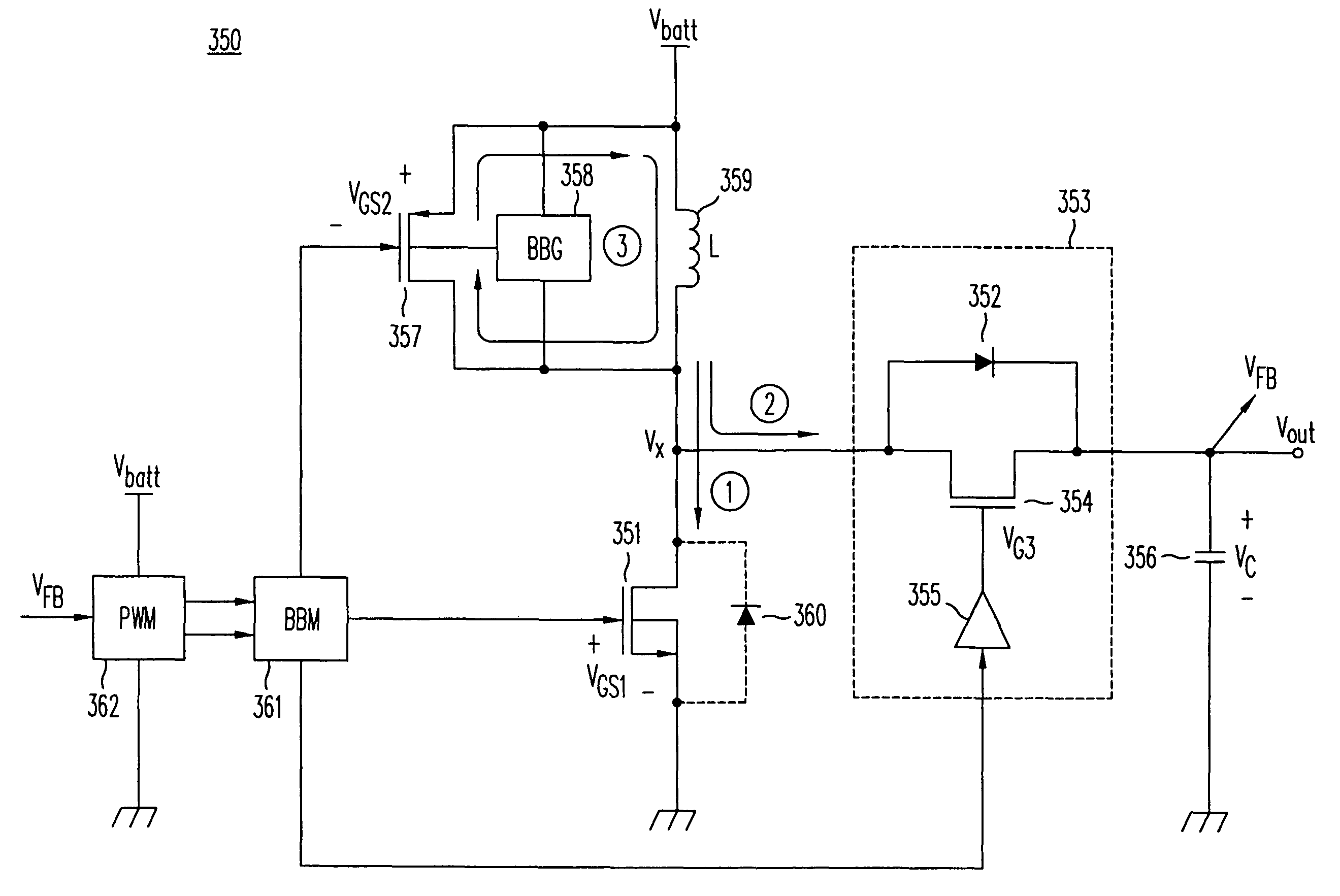 Boost and up-down switching regulator with synchronous freewheeling MOSFET