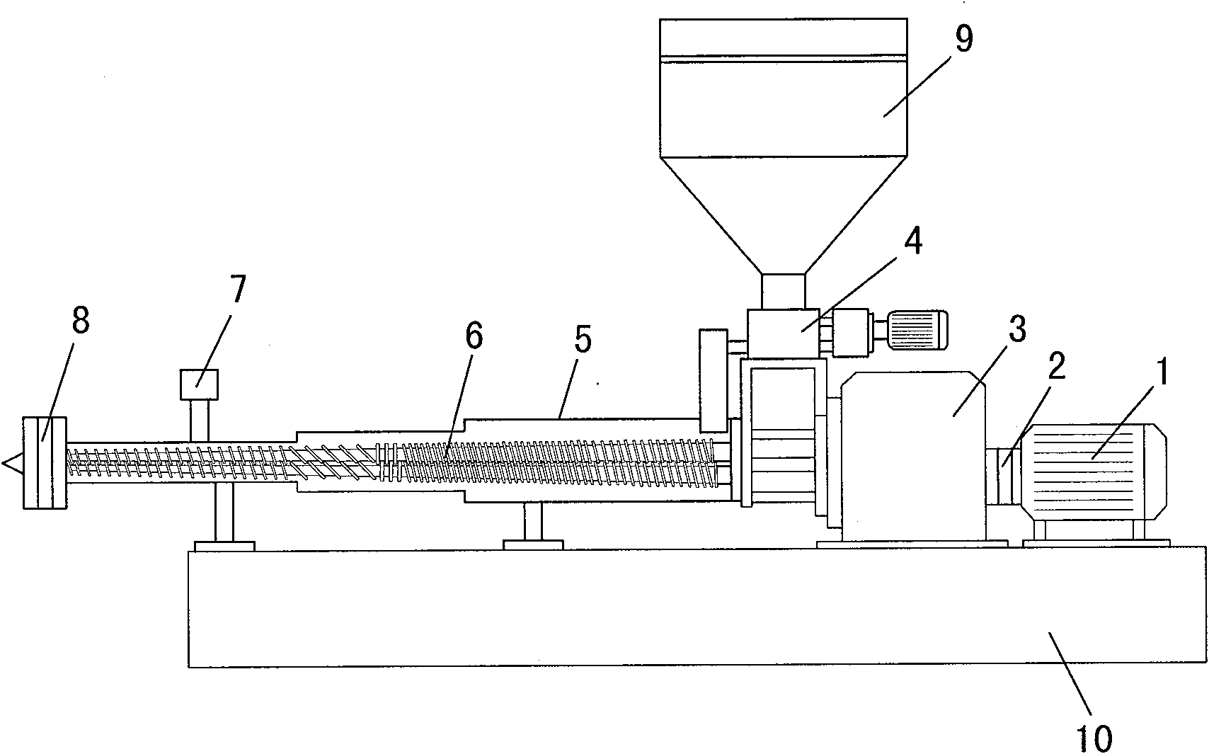 Conical parallel dual-screw extruding machine