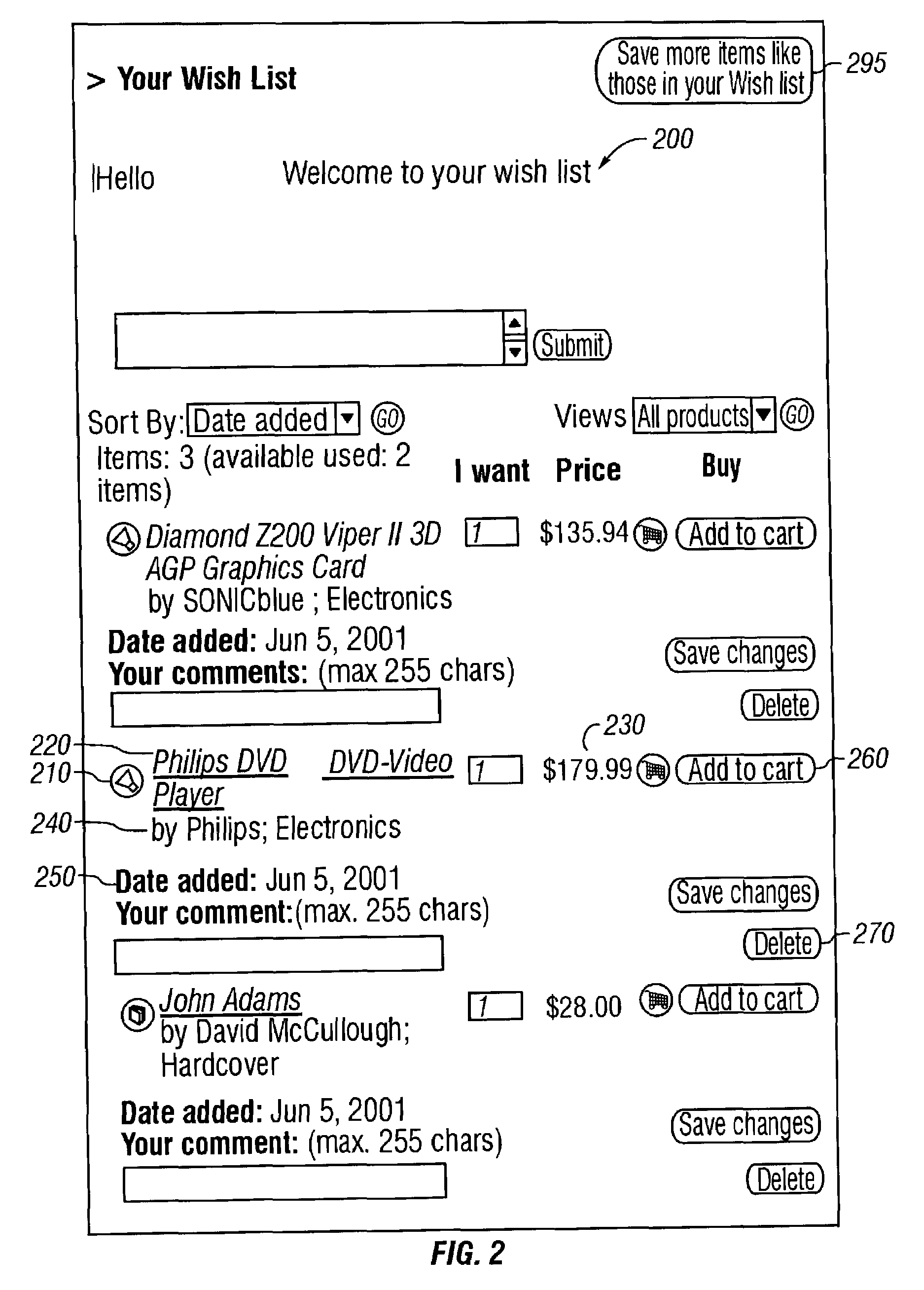 Method and apparatus for providing a shopping list service