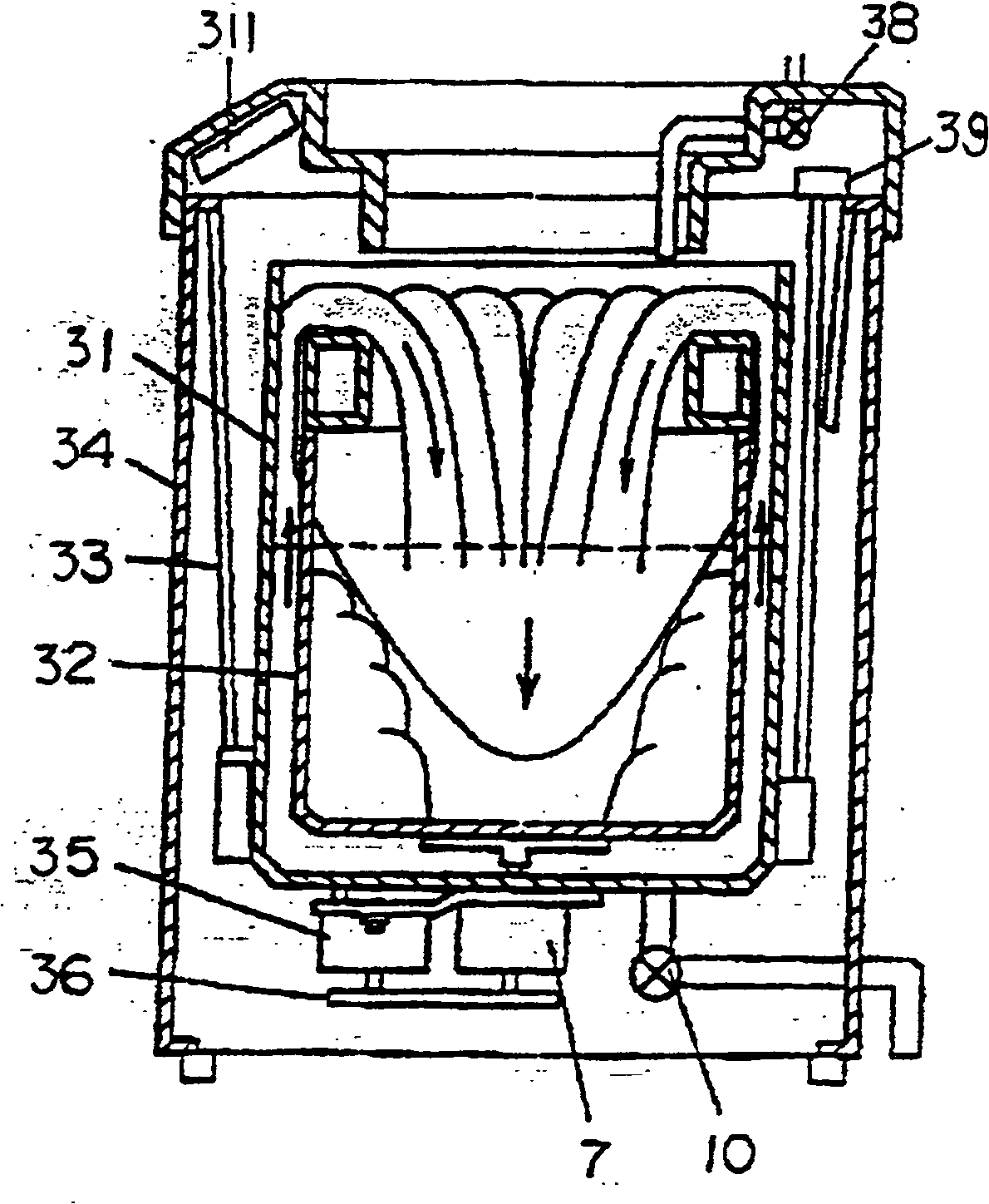 Internal circulation sprinkling clothes-washing method and washing machine