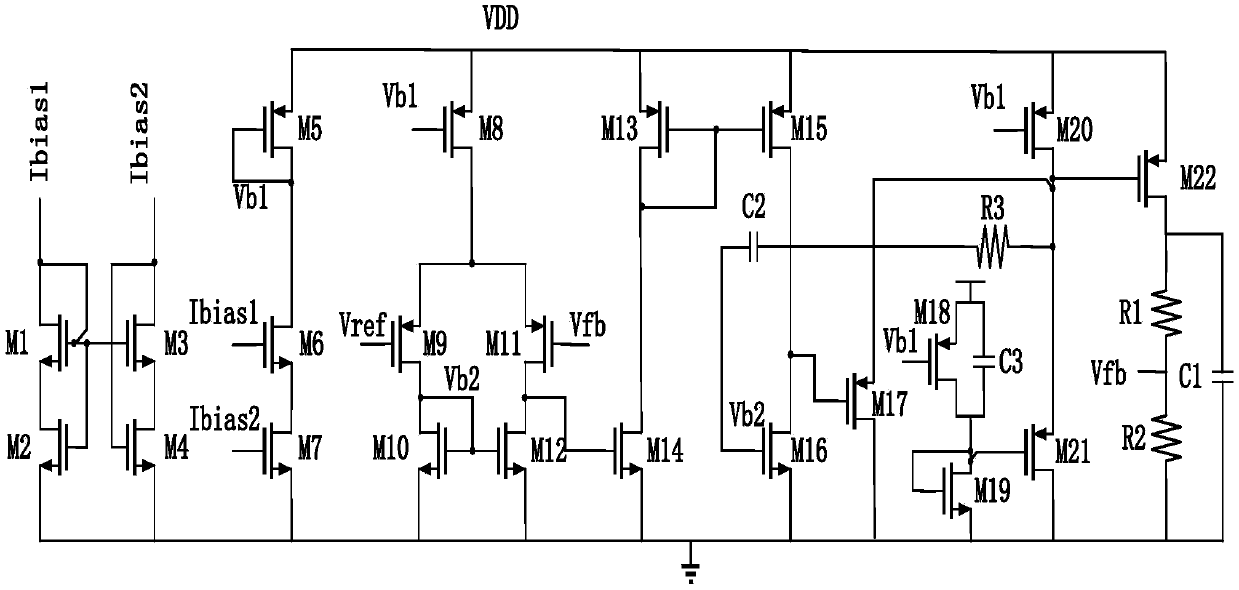 Low-dropout linear regulator circuit with high power supply rejection ratio