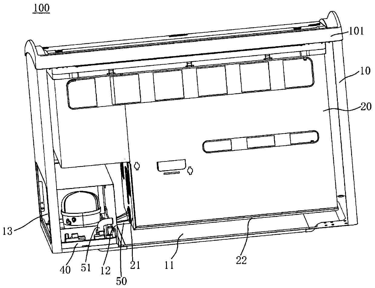 Drainage structure and horizontal refrigerator