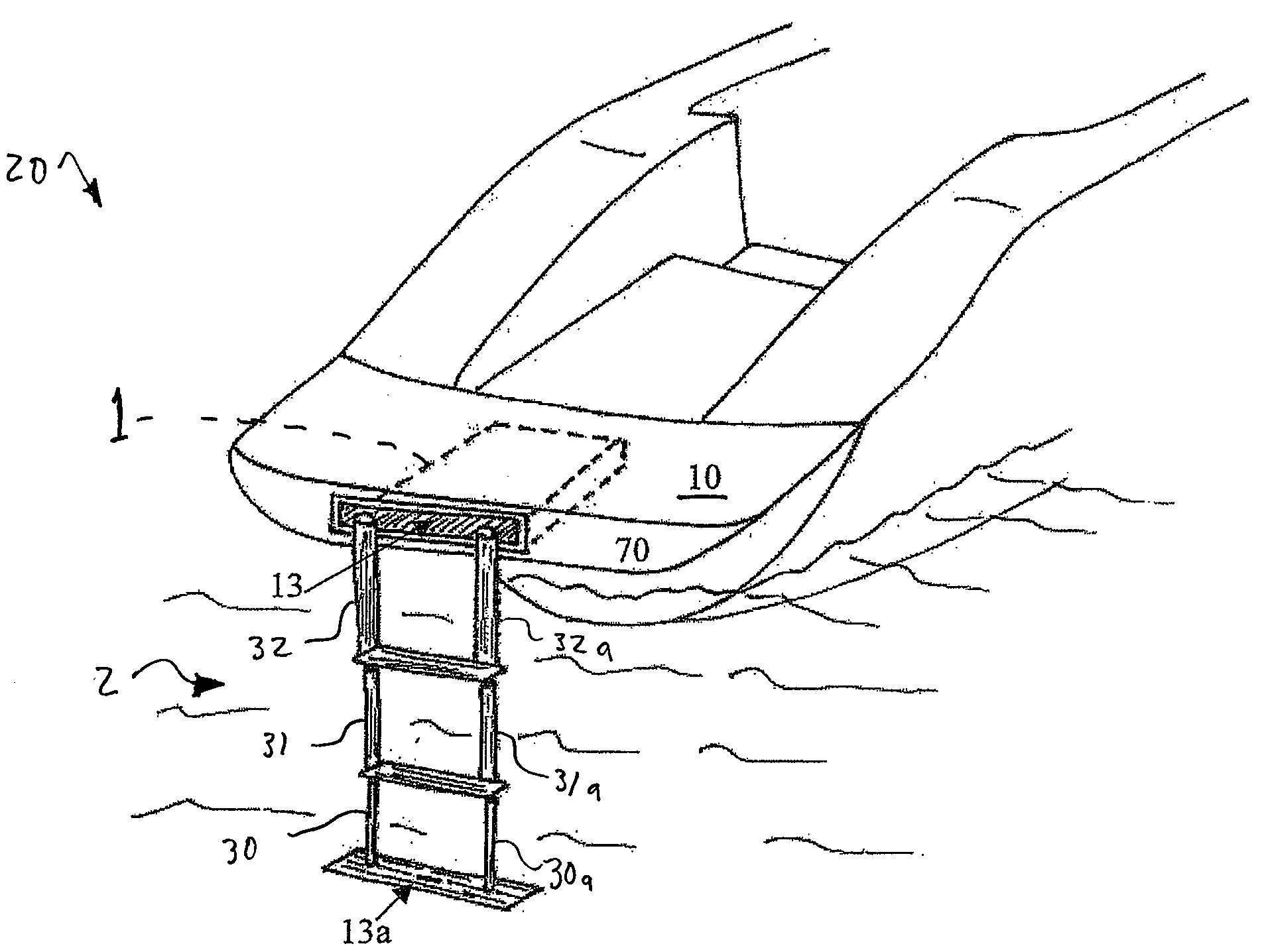 Boarding system with retractable ladder for yachting boats
