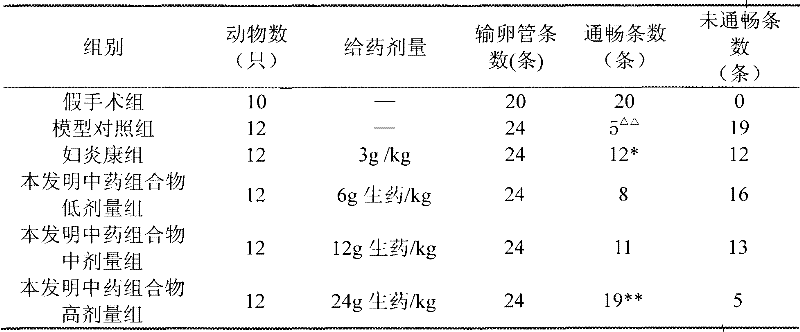 Chinese medicinal composition for treating oviduct obstruction, and preparation method and application thereof