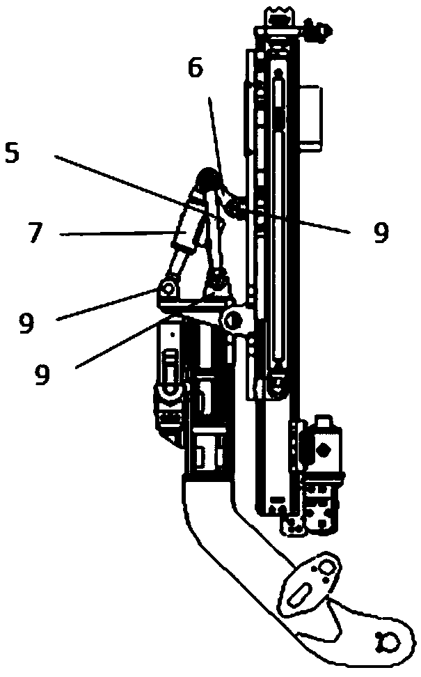 Position and angle adjusting locating mechanism for drilling machine space of digging windlass and digging windlass