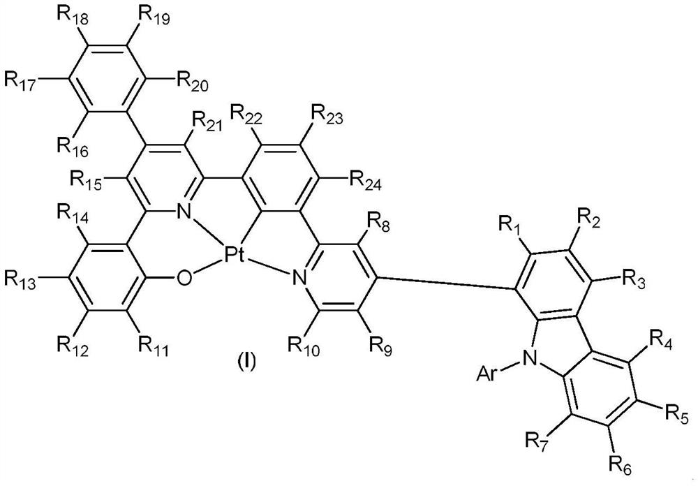 Platinum complex of ONCN tetradentate ligand containing carbazole