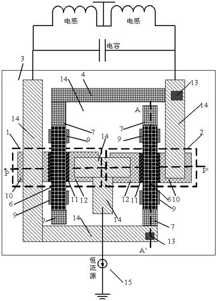 Cross-coupled oscillator using gallium nitride-based clamped beam switches with low leakage current, and preparation method of cross-coupled oscillator
