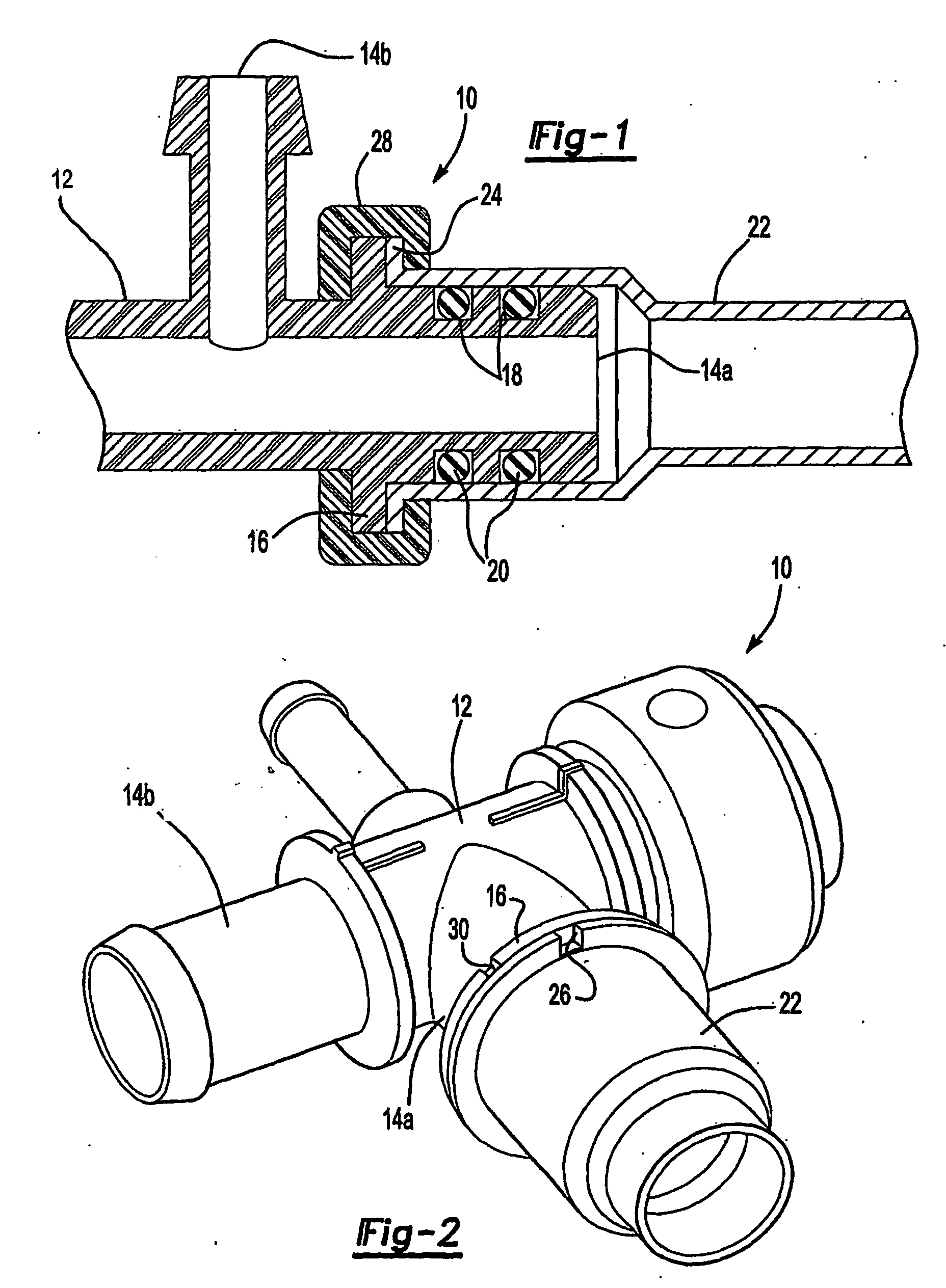 Metal to plastic fluid connection with overmolded anti-rotation retainer