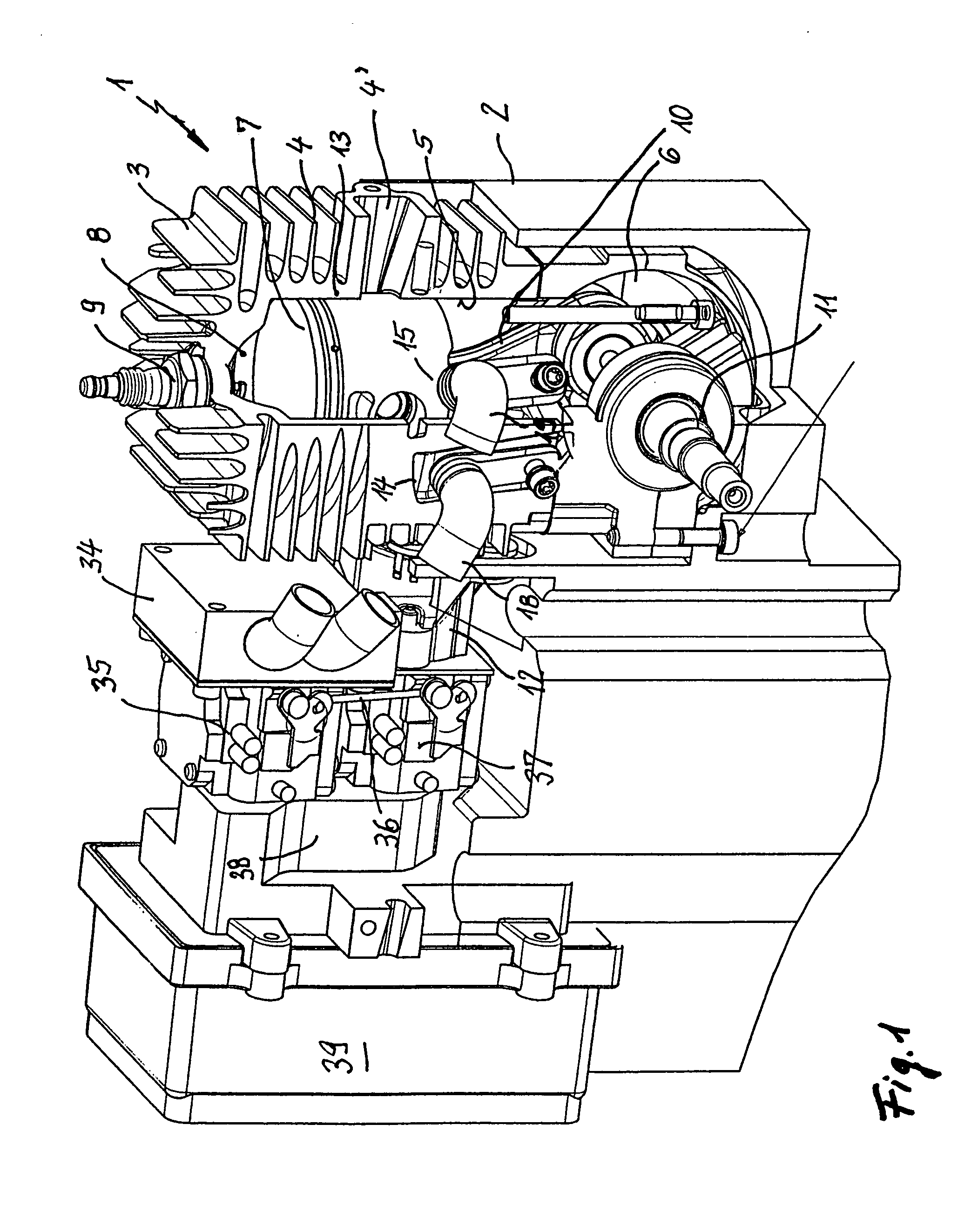 Two-stroke engine having a membrane valve integrated into the transfer channel