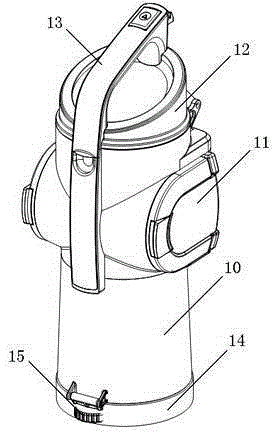 Dust bucket with variable speed compression structure