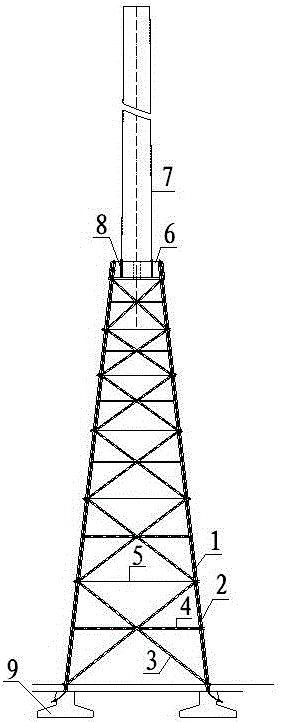 All-direction prestressing force antifatigue composite steel structure wind tower and installing method thereof