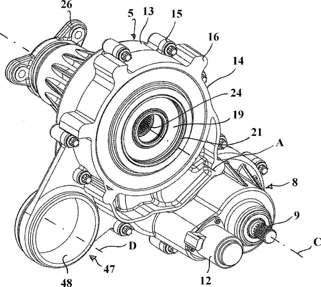 Drive assembly with electric machine and motor vehicle having such drive assembly
