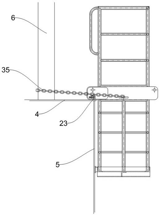 An operating device and method for installing positioning pins on container ships