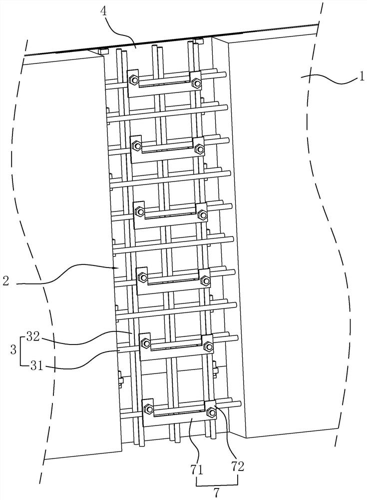 Basement outer wall post-cast strip structure and construction method
