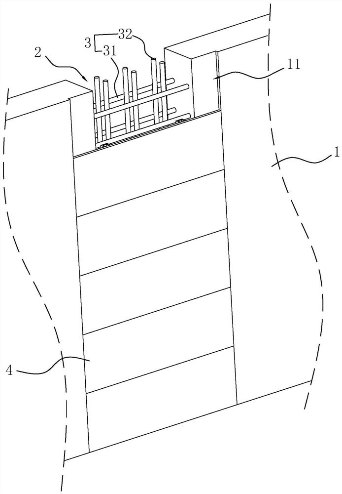 Basement outer wall post-cast strip structure and construction method