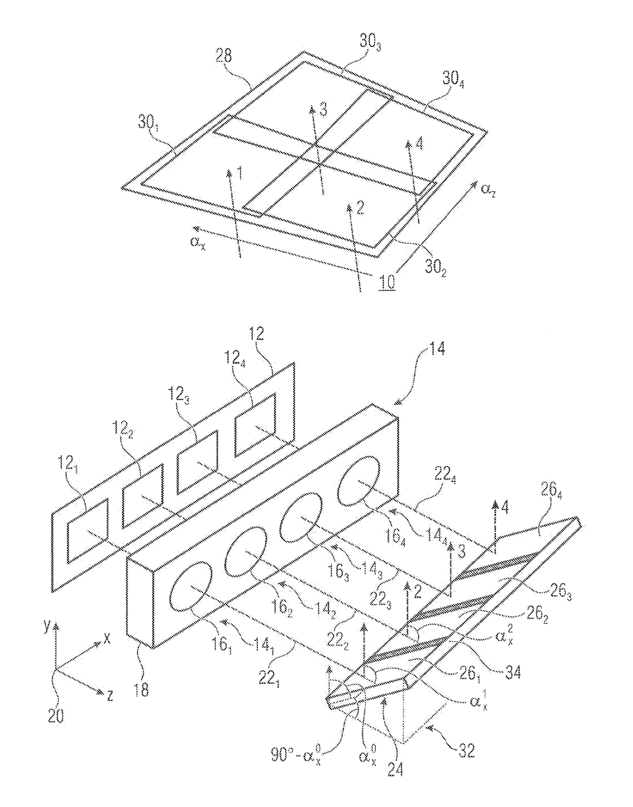 Multi-aperture imaging device having a beam-deflecting device comprising reflecting facets