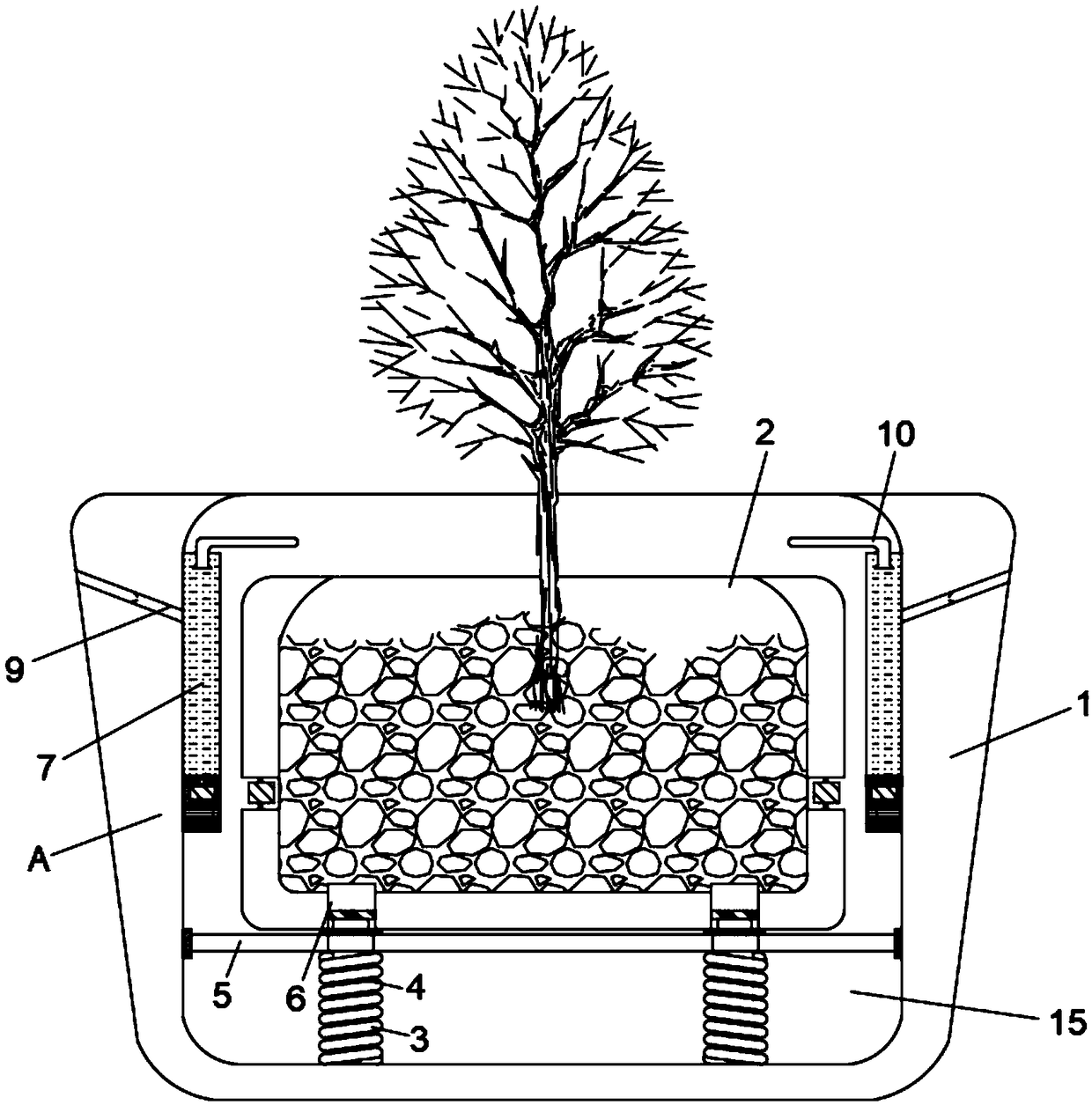 Potted plant planting device with automatic watering and humidification function