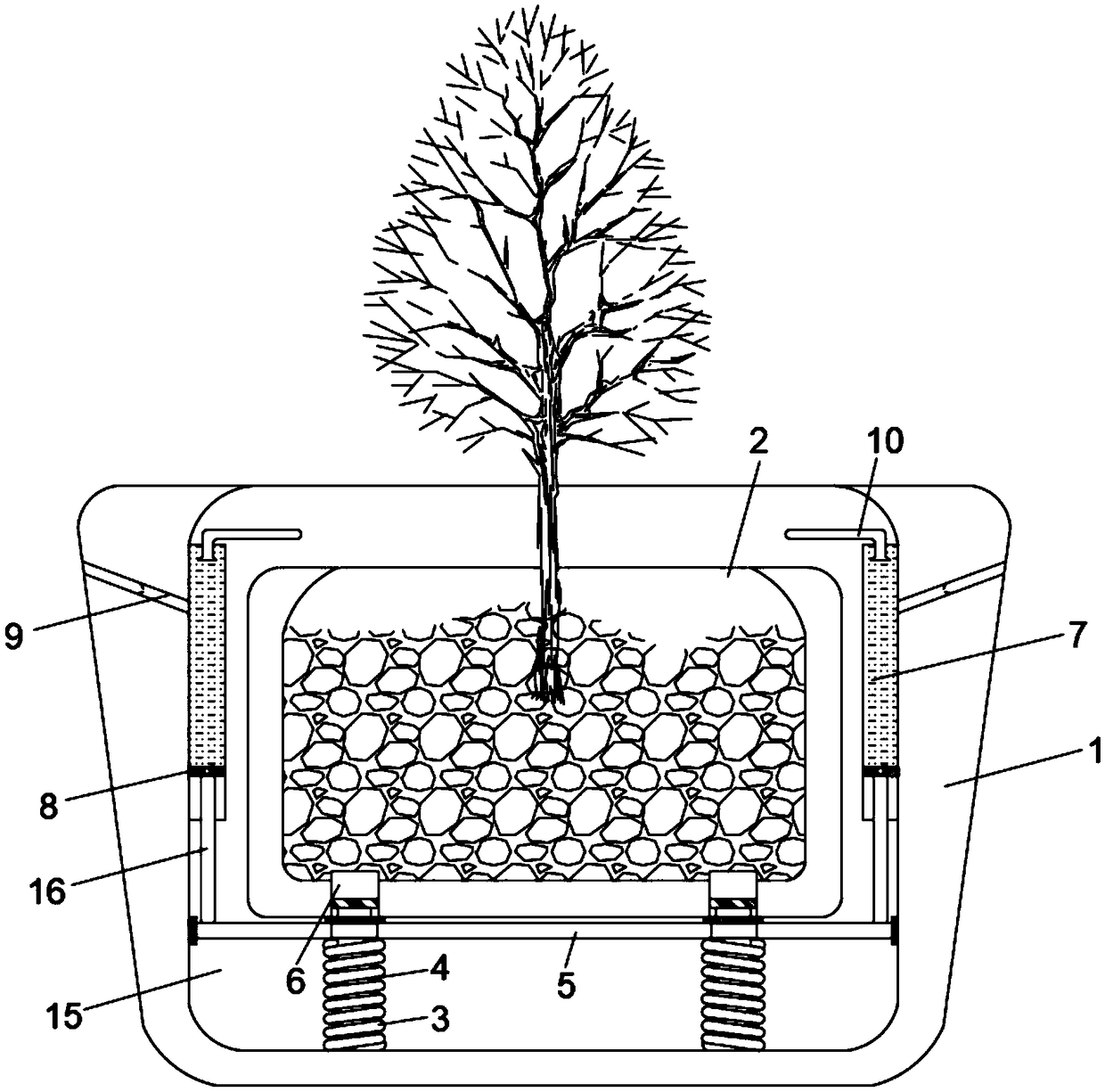 Potted plant planting device with automatic watering and humidification function