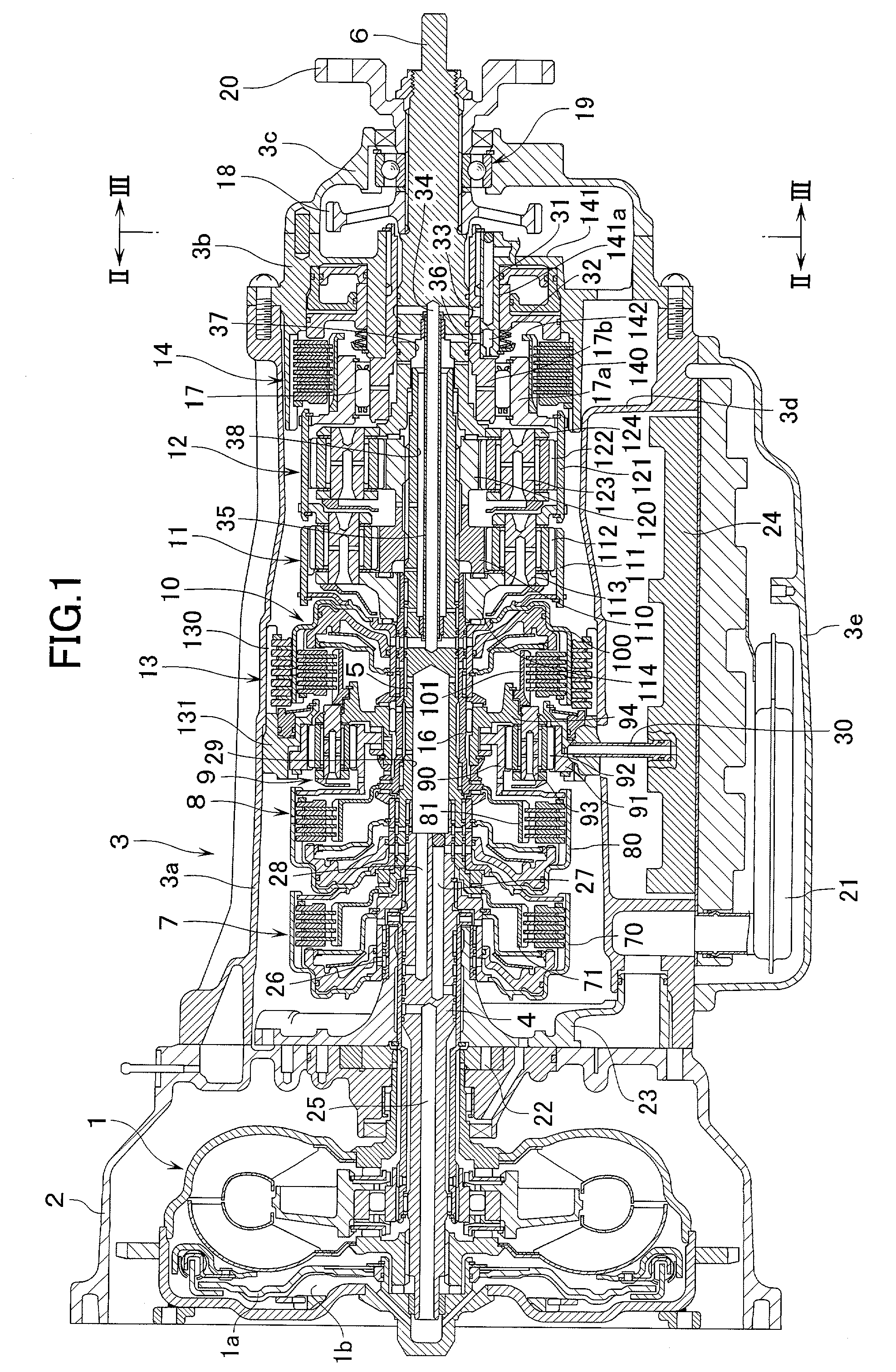 Lubricating structure for output shaft bearing portion in transmission