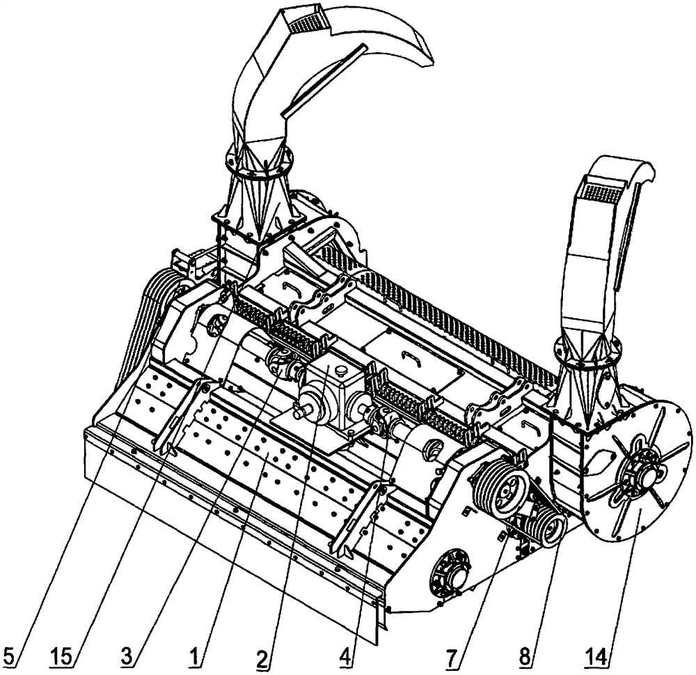 Straw cleaning and harvesting device with three cutter shafts