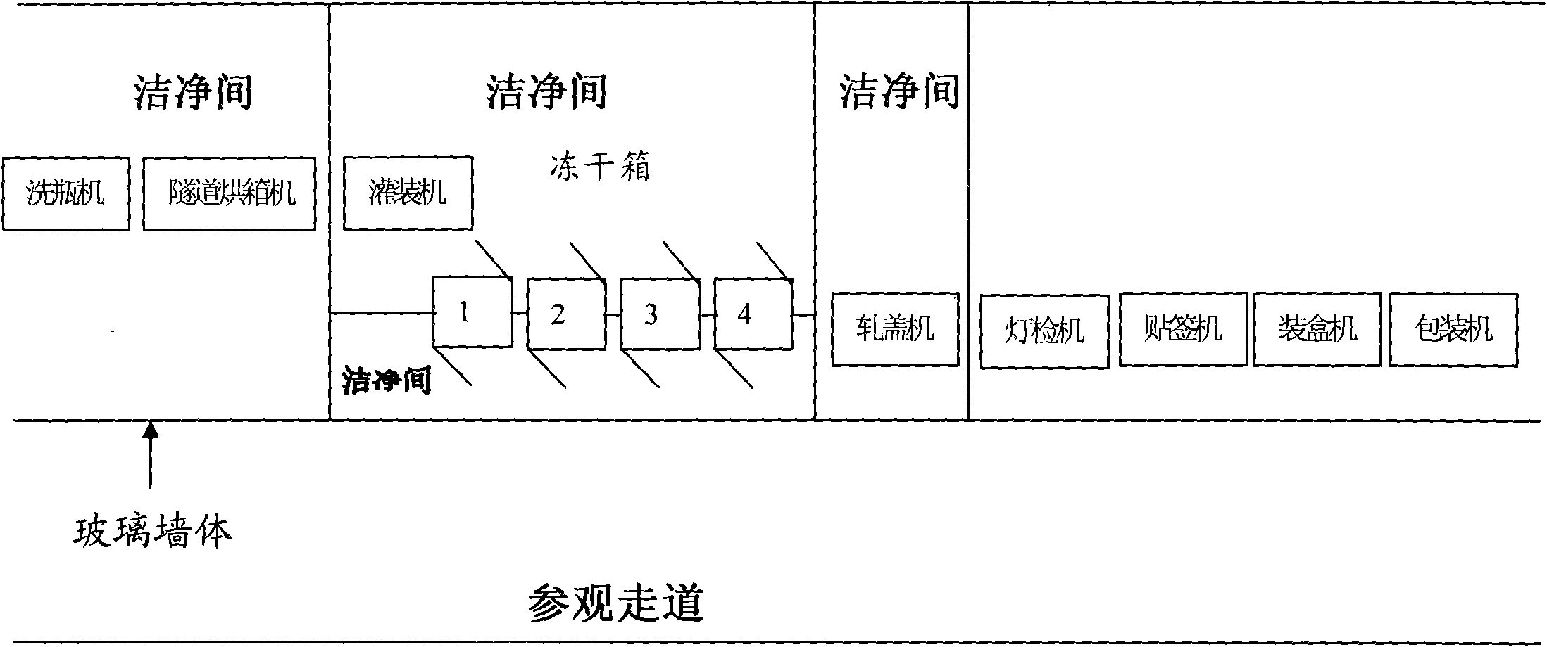 Continuous production process for freeze-dried preparation