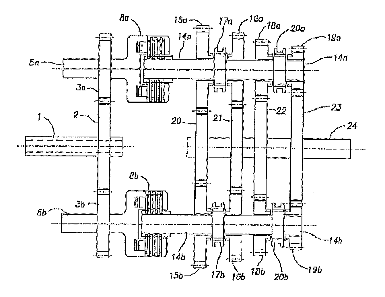 Multi-clutch transmission having dual front-positioned gears and method of operating the same