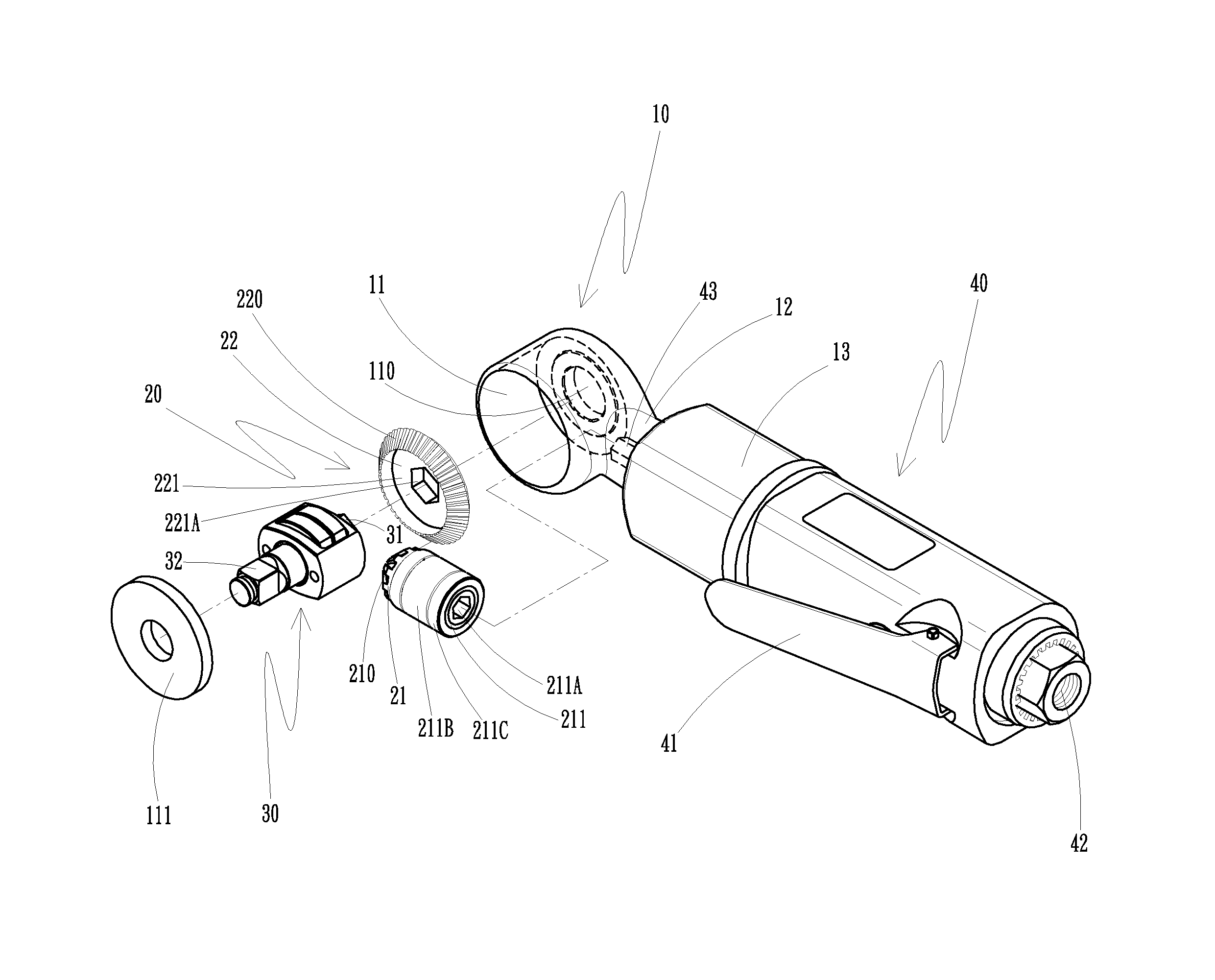 Pneumatic spanner structure
