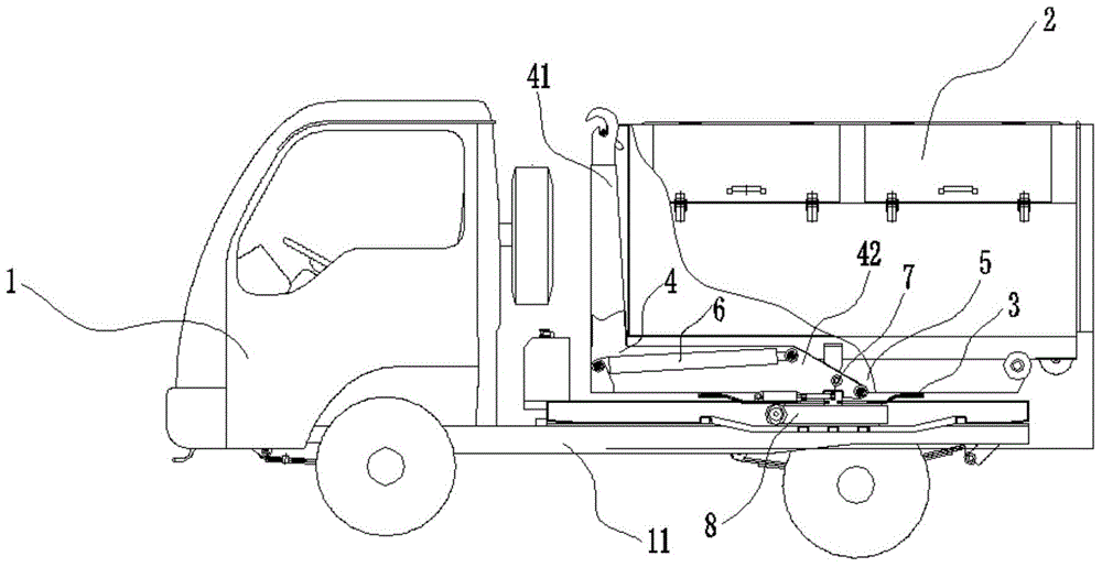Draw arm type garbage carrying vehicle