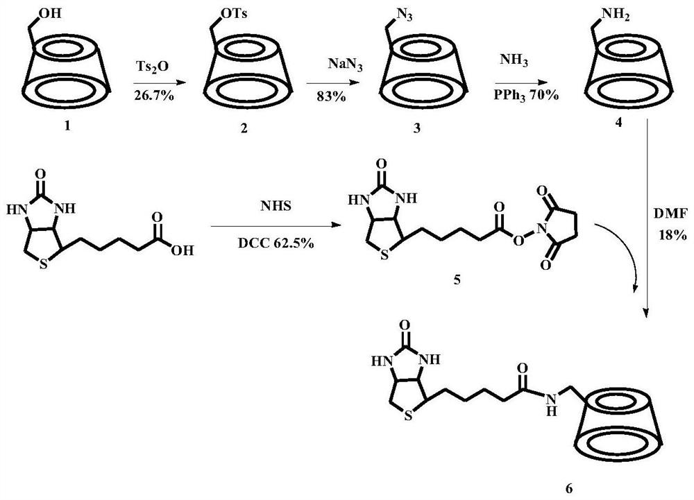 Mono-6-(biotinamide)-6-deoxy-β-cyclodextrin and its preparation method and application
