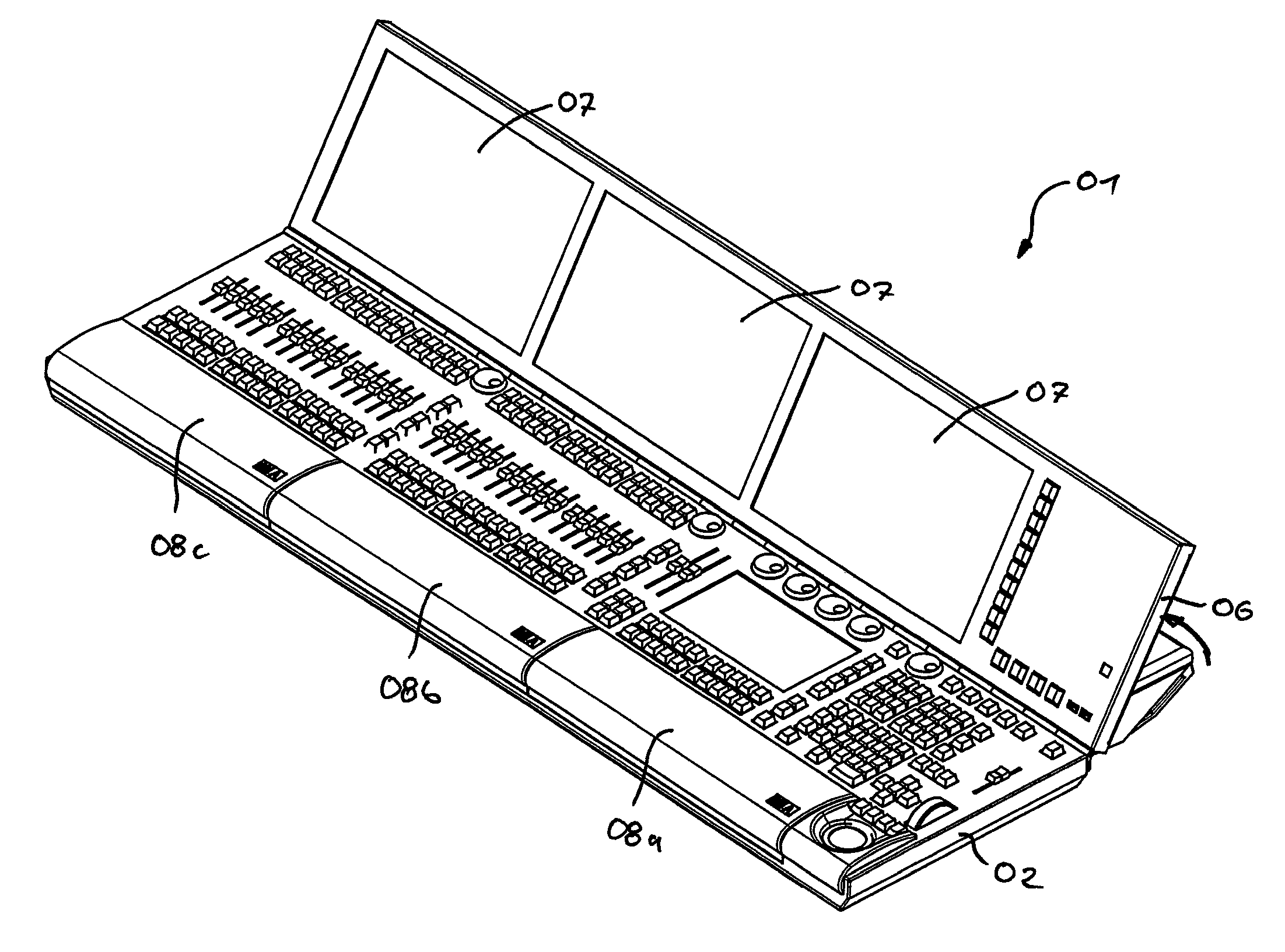 Lighting control console for controlling a lighting system