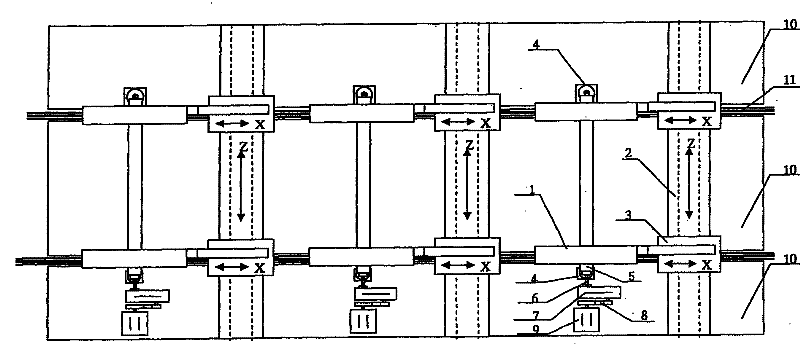 On-orbit car wheel lathe being capable of processing multiunit wheels simultaneously